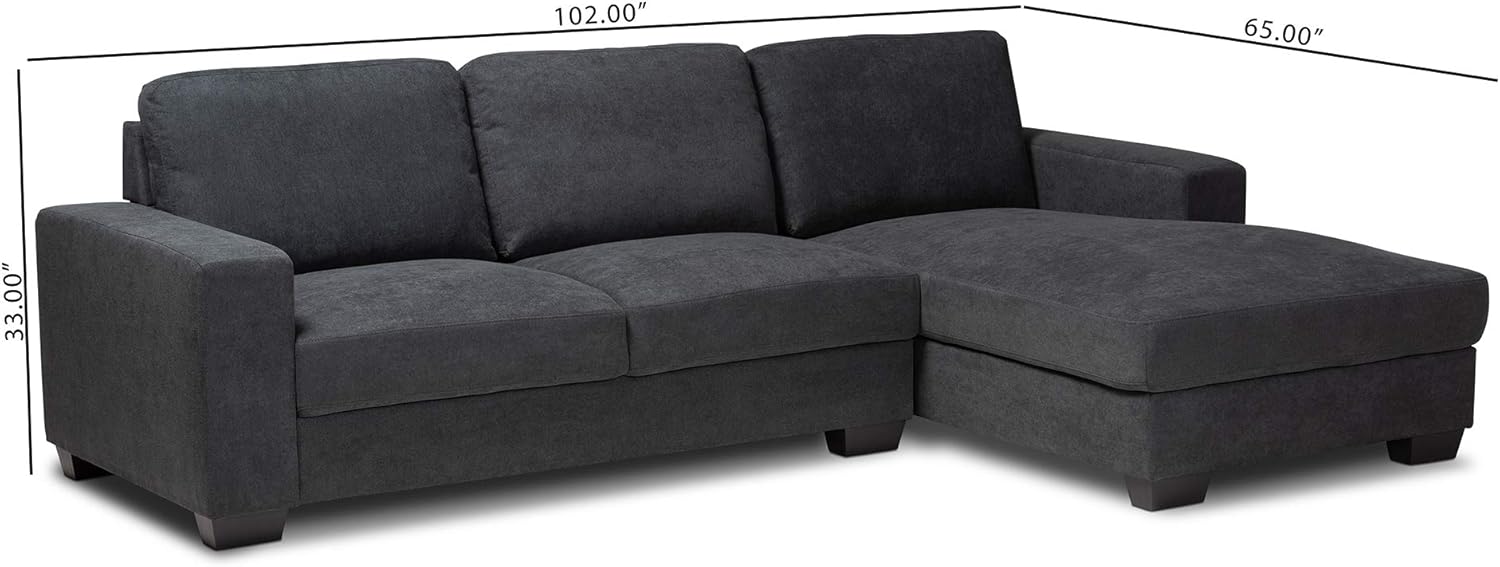 Baxton Studio Sectional, Dark Grey