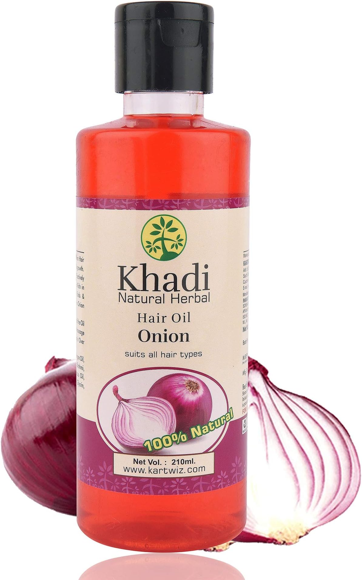 Khadi Natural Herbal Onion Hair Oil For Hair Growth With Argan, Sank Pushpi, Brahmi & Coconut 210ML-Pack of 1