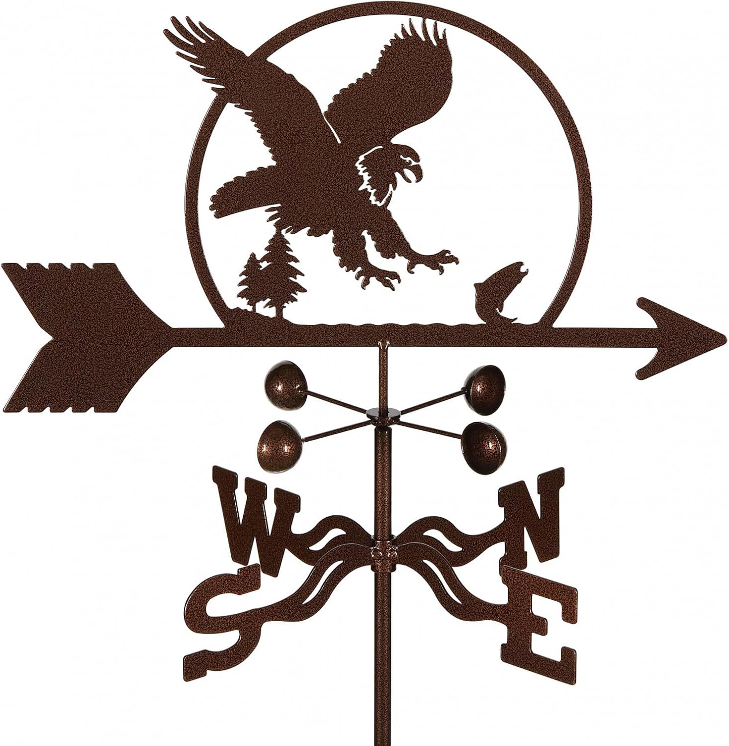 EZ Vane Eagle Weathervane — Deck Mount, Wind Cups, Antique Copper Finish, Steel with Durable Triple Powder Coating, Handcrafted in USA