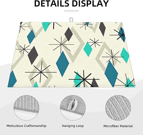 Vista 145 de Tapete de secado de platos de limón de 18 x 24 pulgadas para encimera de cocina, almohadilla absorbente de microfibra para escurrir platos, tapetes