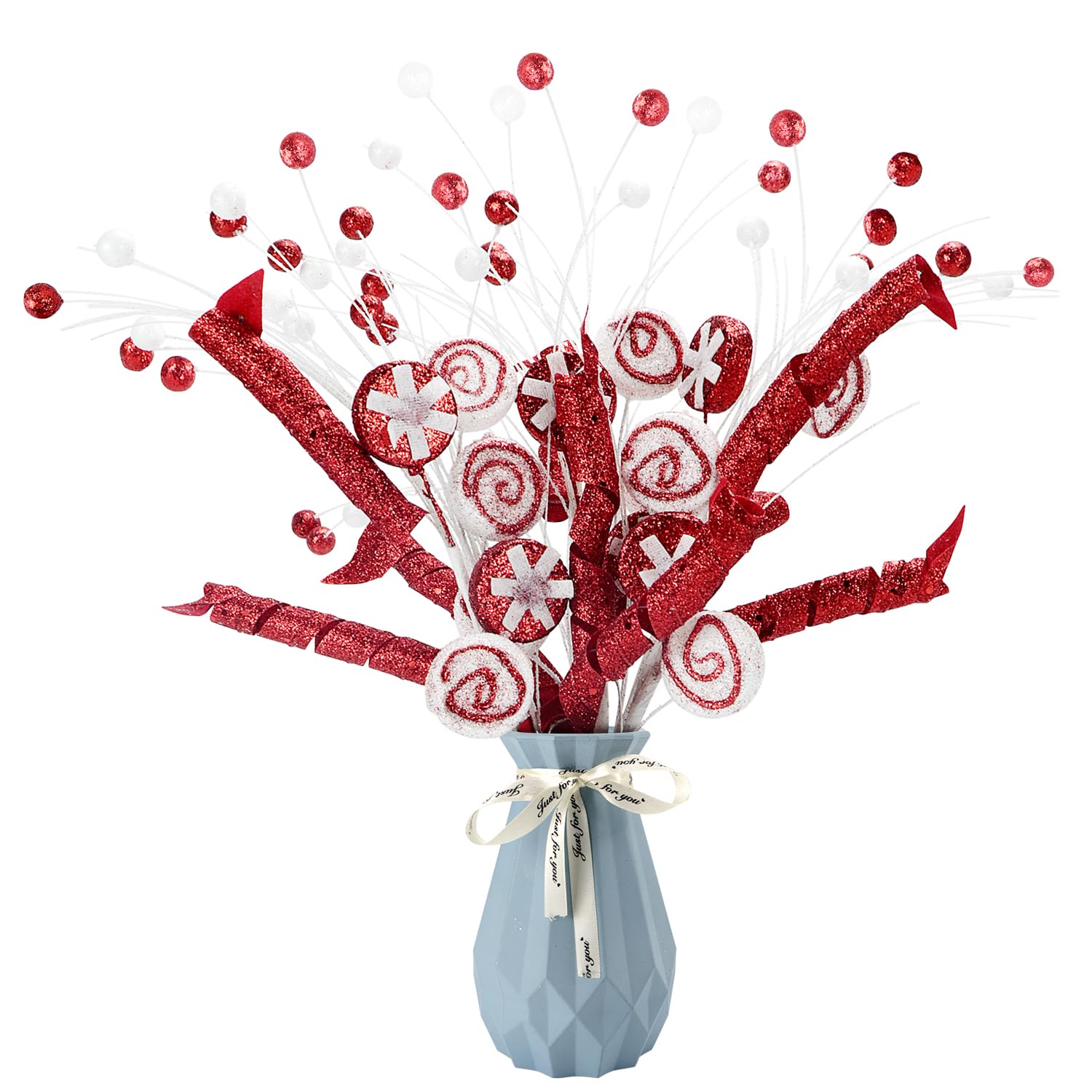 2 Stück Weihnachts-Candy-Picks Mit Beerendekor – Frosted Lollipop Stiele Für Baum, Kranz & DIY-Deko