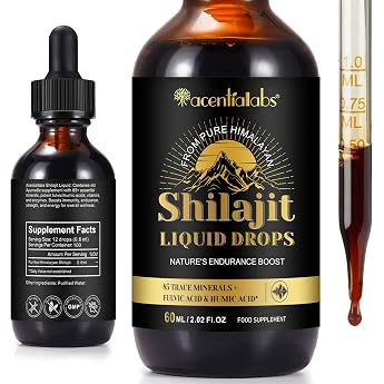 Shilajit Original Reine Himalaya Tropfen Hochwirksames Shilajit Original mit 85+ Spurenelementen & Fulvos ure Vegan Zuckerfrei Glutenfrei Ohne Bindemittel und Gentechnik.