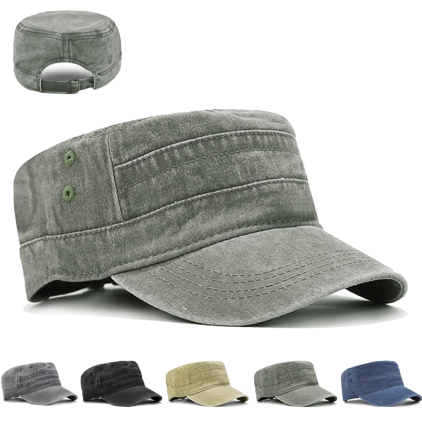 LUKIUP Army Cap, Cadet Army Military Flat Top Caps, Kappen Herren, Used Look verstellbare Taktische Beanie, Cap für Herren Geschenke für Männer Outdoor-Aktivitäten