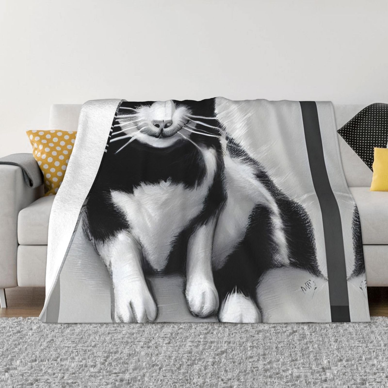 Aotximlat Coperta in pile ultra morbida da 350 g/m², per adulti e bambini, regalo per divano, letto, grazioso gatto, 203 x 152 cm