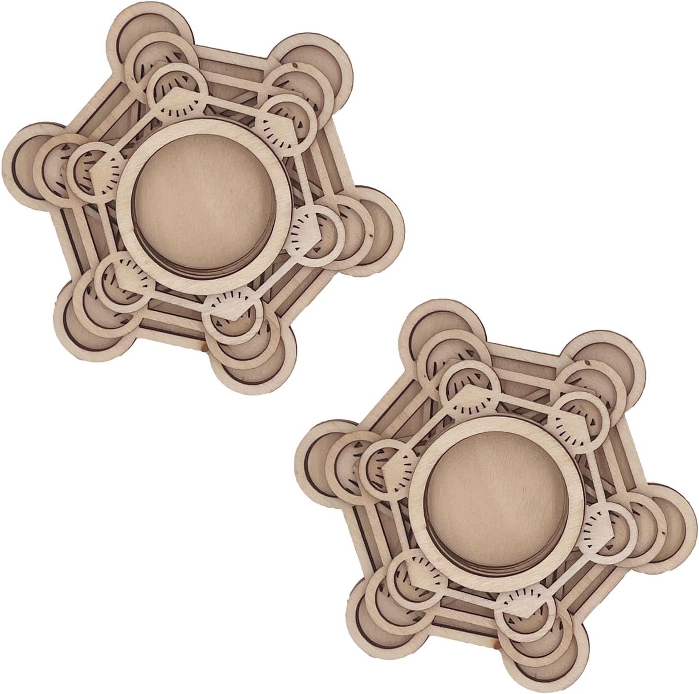 ZHU YU CHUN 2 PCS Creative Wooden Crystal Stand Sphere Display Stand Wooden Mini Sphere Stand Grid Plate Crystal Ball Natural Stone Collection (Circle)