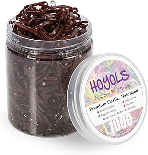 Hoyols Strong Hair Elastic Rubber Bands Ponytail Polyband No Damage Ties for Hair Women Girl Reusable 1000 Piece Pack (Brown)