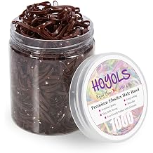 Hoyols Hair Elastic Rubber Bands Ties for Ponytail Braid Holder Pack 1000 Count Pack of 1, Brown
