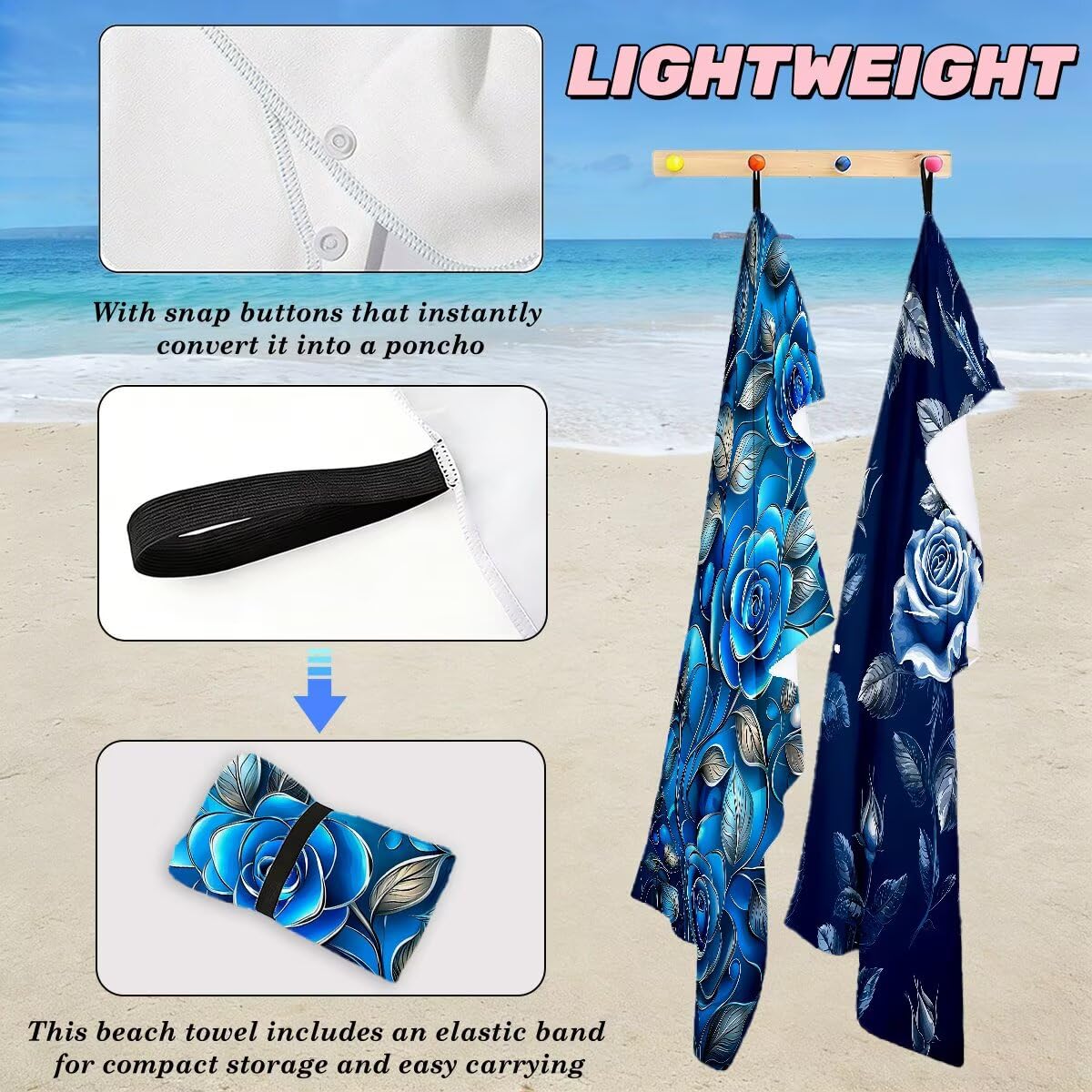 Toalla Playa 90x200 cm, Toalla Gimnasio Microfibra Secado Rapido, Juego de 2 Antiarena Toallas de Playa, Ligera Compacta Toallas Microfibra Grande para Viaje, Regalo Hombre Regalo Mujer (Rosa) -4259