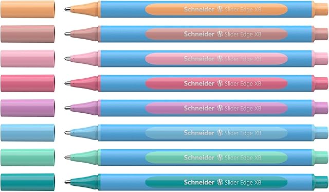 Schneider Slider Edge Pastel XB Ballpoint Pen, Triangular Pen with XB (extra broad) Line Width 8 Stück pastel