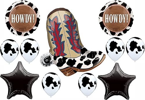 Botas de vaquero Howdy Feliz Cumpleaños Fiesta Globos Decoración Suministros Occidental rodeo