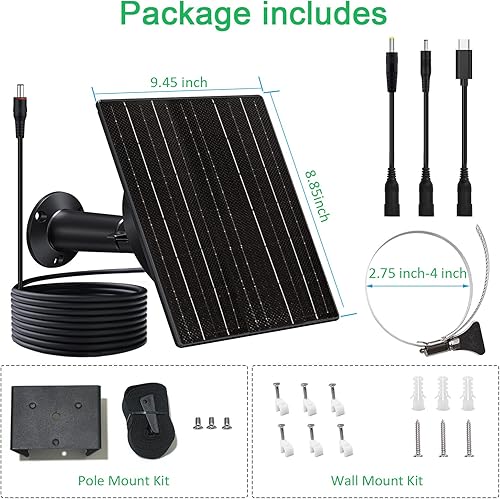 Miniatura 8 de FUTUREZEN Panel solar de 8 W para cámara de seguridad, cámara de sendero, dispositivo tipo C con batería de 10400 mAh, salida ajustable de 5 V12 V,