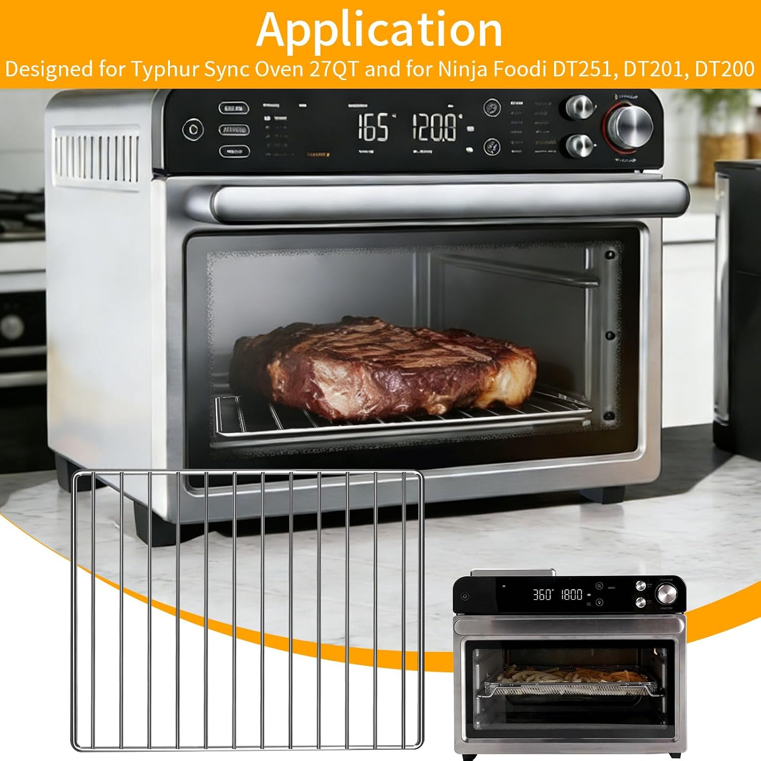 GXF Air Fryer Replacement Parts, Stainless Steel Air Fryer Baking Rack Tray Accessories Grill Racks for Typhur Sync Oven 12 in 1 27QT Ninja Foodi 10 in 1 DT201 DT251 Air Fryer Oven