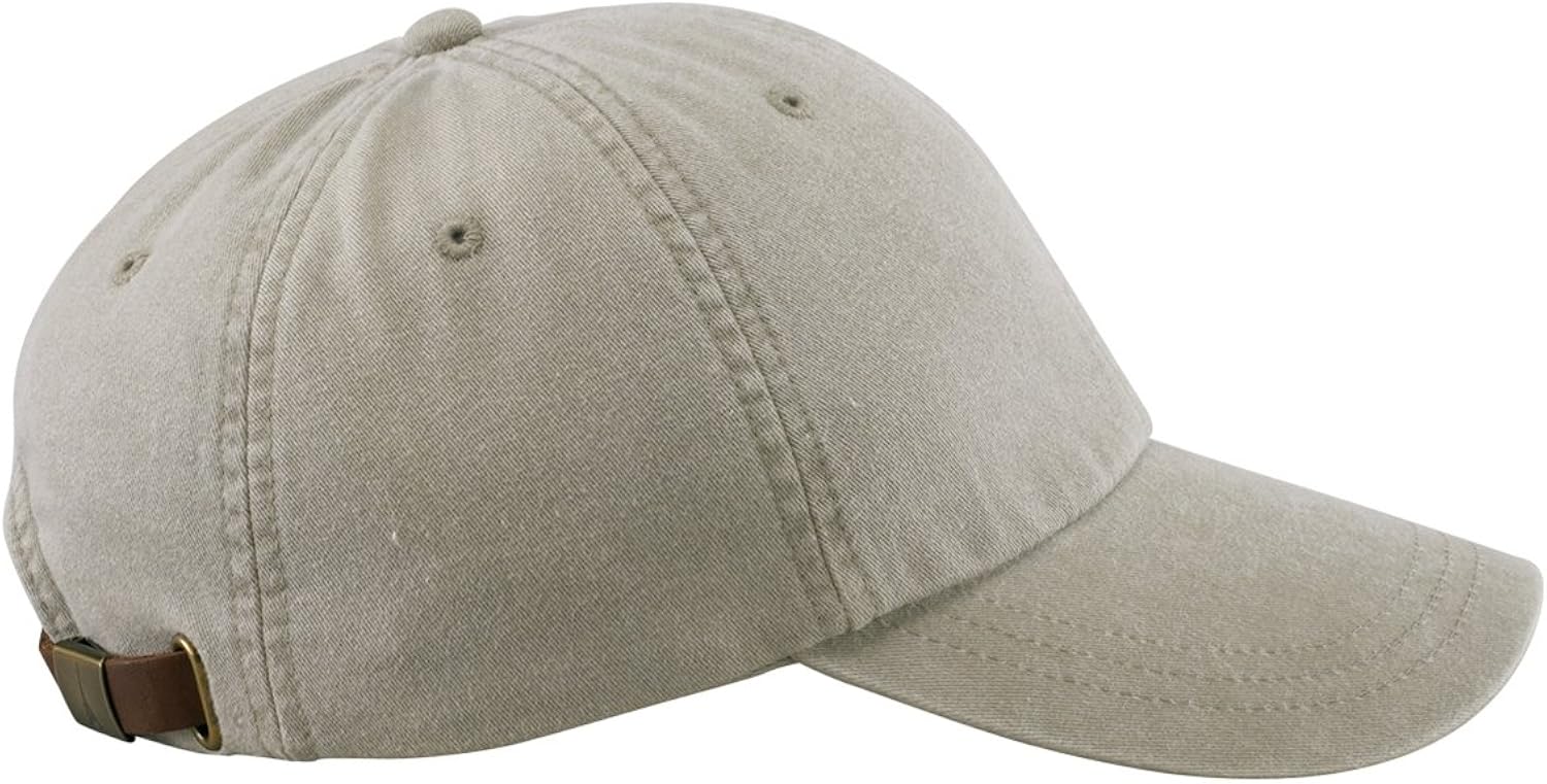 Adams 6-Panel Low-Profile Washed Pigment-Dyed Cap (AD969) Stone, OS : Sports & Outdoors
