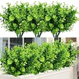 TEMCHY 24 Bundles Outdoor Artificial Boxwood Stems Faux Plants Shrubs, Fake UV Resistant Greenery Foliage Spring for Farmhouse, Home, Garden, Office, Patio, Wedding Decor