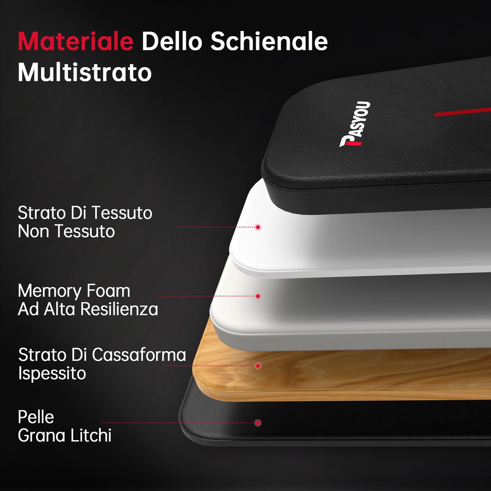 PASYOU Panca Palestra Pieghevole 10 Posizioni Regolabili 90 Gradi Verticale Multifunzionale Panca Piana per L'allenamento Completo del Corpo Panca per Addominali