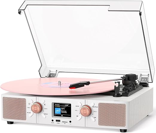 TANLANIN Vintage Bluetooth Turntable with Speakers