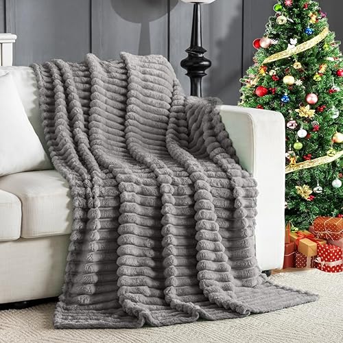 Miniatura 35 de Manta de Tiro de Piel Sintética Color Hueso para Sofá, Manta Suave y Esponjosa de Burbujas para Cama y Sofá, Manta Gruesa y Cálida de Felpa Difusa