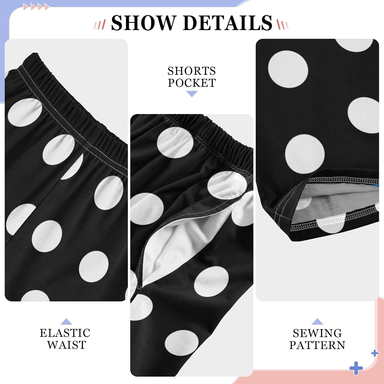 visesunny Boys' Pants White Polka Dot Black Background Jogger Pants Elastic Waist Long Bottoms Trousers S-XL