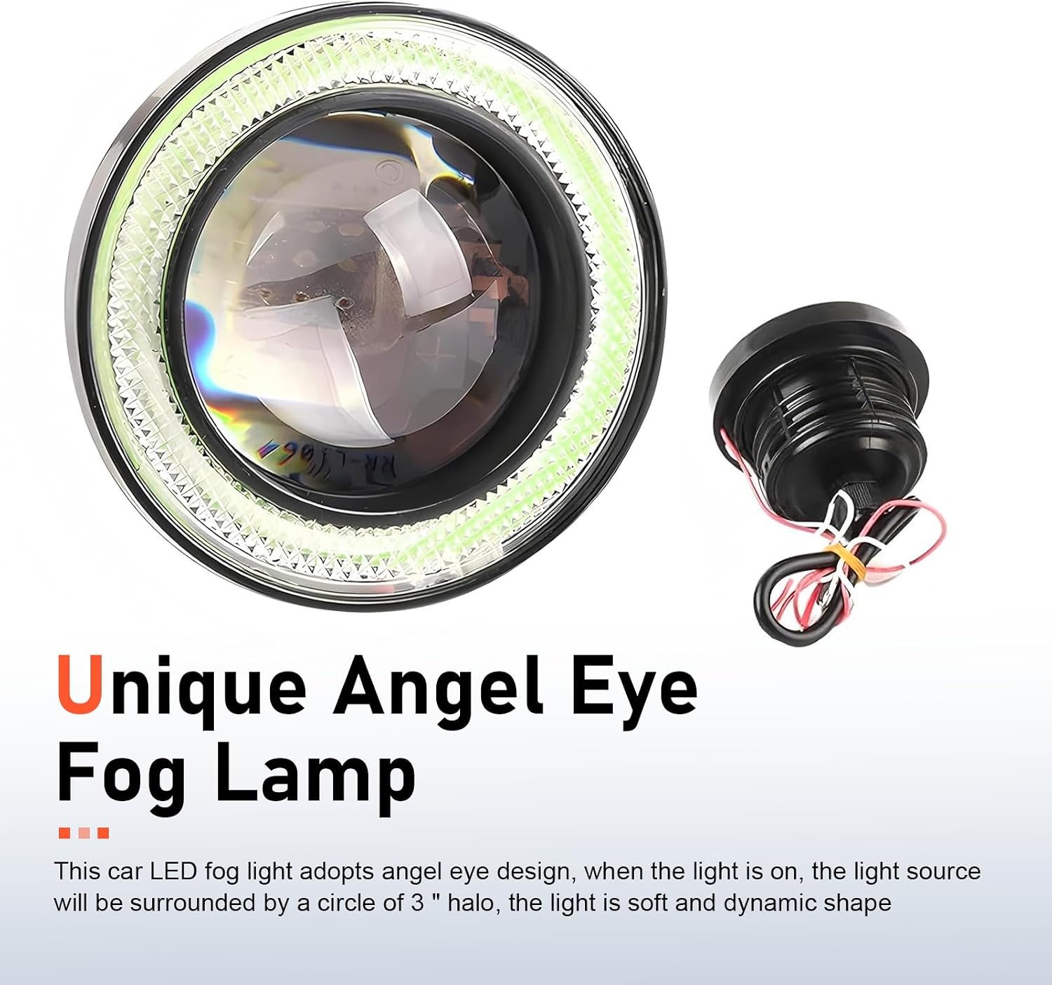 2 PCS Fog Lights LED, 3 Inch Angel Eye Halo LED Fog Light with COB Chip, Super Bright White Driving Light Kit, Universal for Most Cars, Trucks, SUVs (Ice blue light)