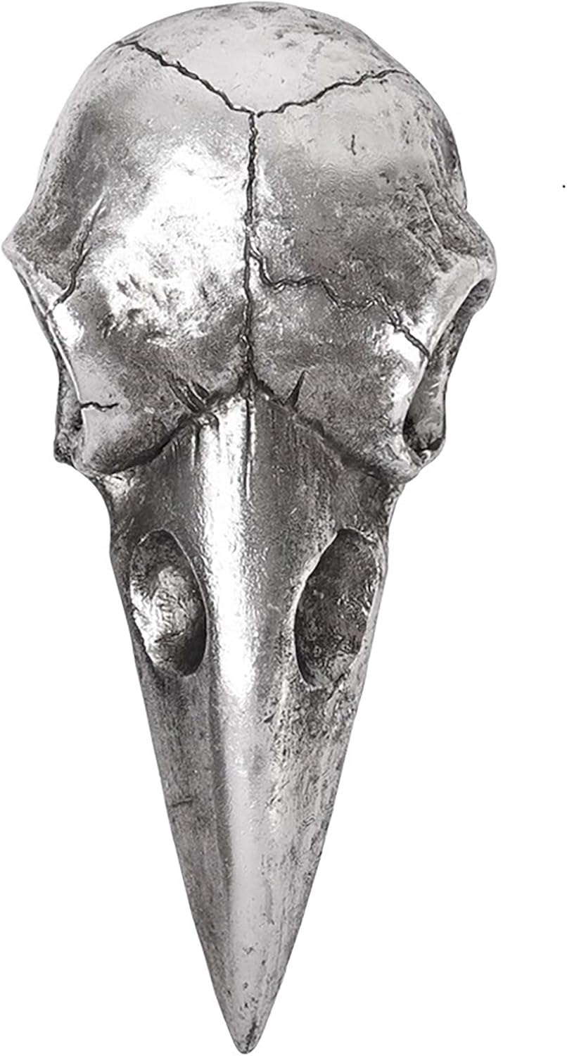 The Vault Raven Skull Handheld Makeup Mirror - Antique Silver