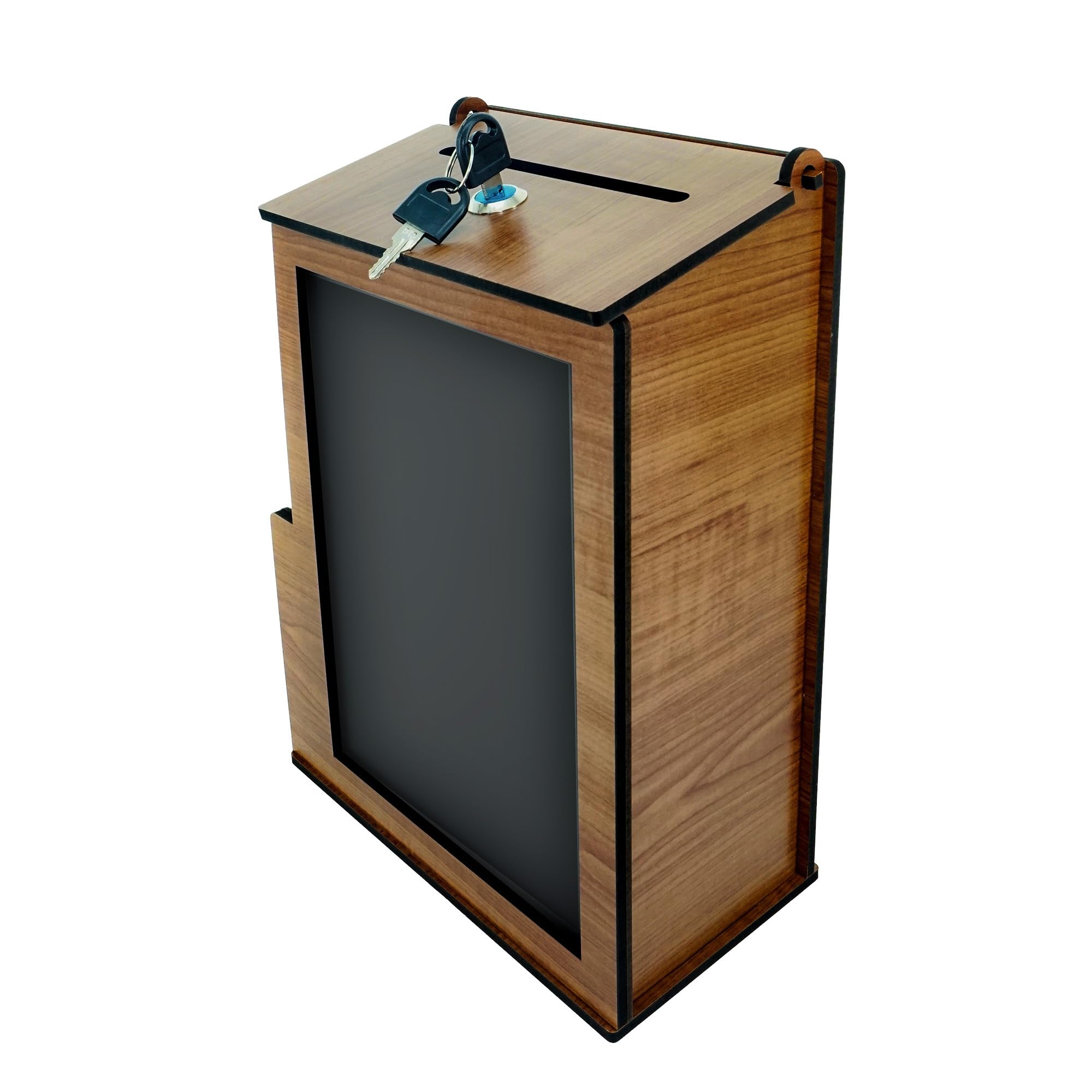 SHUMEI Urna rústica de madera vintage con cerradura, caja de sugerencia, consejos y donación segura multiusos con pizarra para iglesias, cafeterías, restaurantes y oficinas