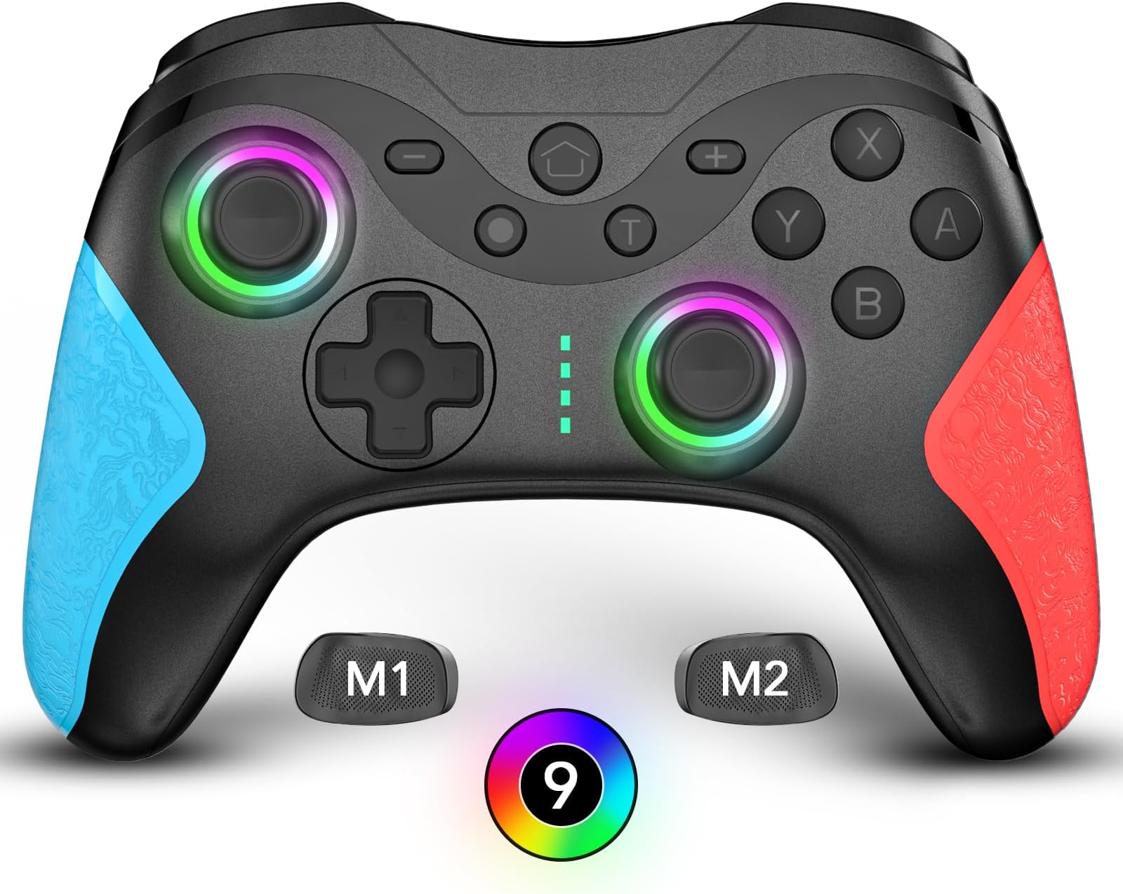 Wireless Switch Pro Controller 1000mAh for Nintendo Switch/Lite/OLED iOS Android, LED Wired PC Windows Gamepad with Programmable Buttons/Wakeup/Motion Control/Adjustable Turbo/Dual Vibration