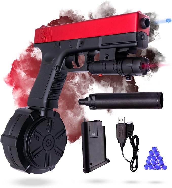 Pistola de Hidrogel Glock Automática, Gel Blaster con Retroceso, Láser