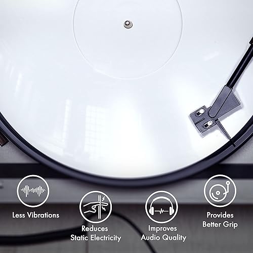 Miniatura 36 de PRO SPIN Green Glow - Tapete acrílico para tocadiscos vintage de vinilo de 12 pulgadas, cubierta antiestática, reduce el ruido y los sonidos