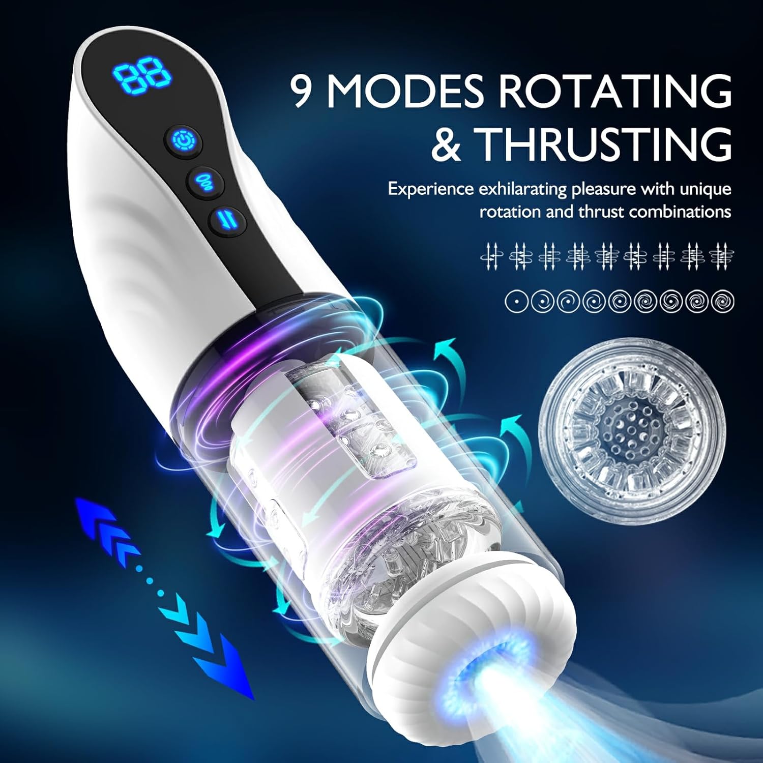 Blowjob Machine with 9 Suction & Thrusting & Roation Modes Sucking Blowjobsex Simulator Clear Pocket Pussy Electric Male Masturbator Penis Sucking Vacuum Pump Automatic Dick Pleasure Sex Toys for Men