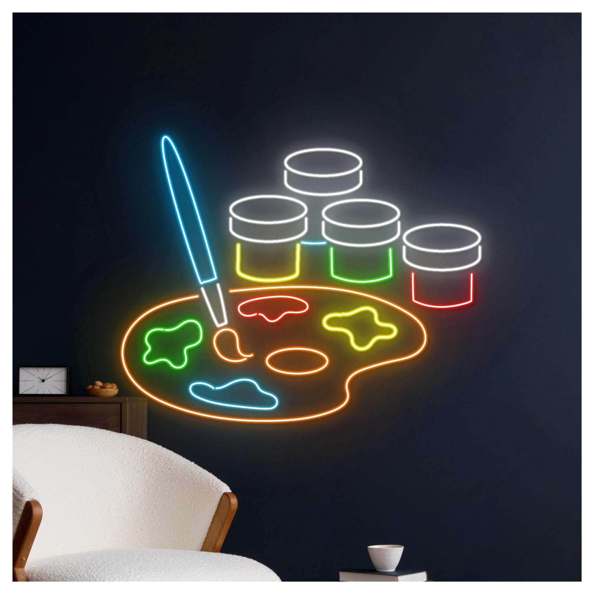 Decoración Lámparas Letrero De Neón Para Galería Arte, Paleta, Pincel, Estudio, Luz LED, Decoración Pared Para Habitación Pintor,entrada Comercial, 60cm