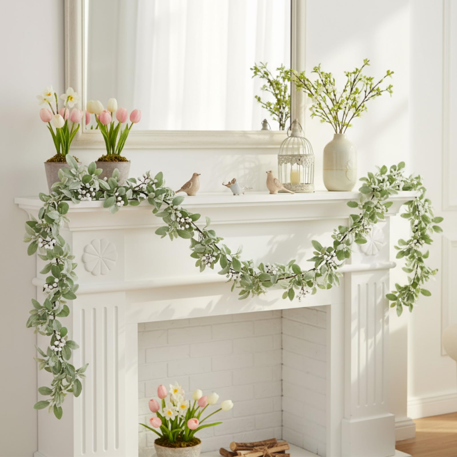 Amazon.com: Suncalla 6 ft Artificial Flocked Lambs Ear Garland