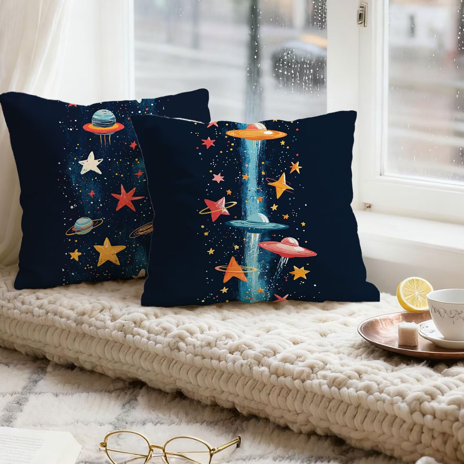 Vistoso Funda Cojin 65x65 Estrella Funda Almohada 65x65 Cojines Sofa Súper Suave Fundas Cojines Decorativos Fundas Almohadas 4 Piezas Cervicales y Cuello, para Hogar Cama Salon Decoracion E - 513