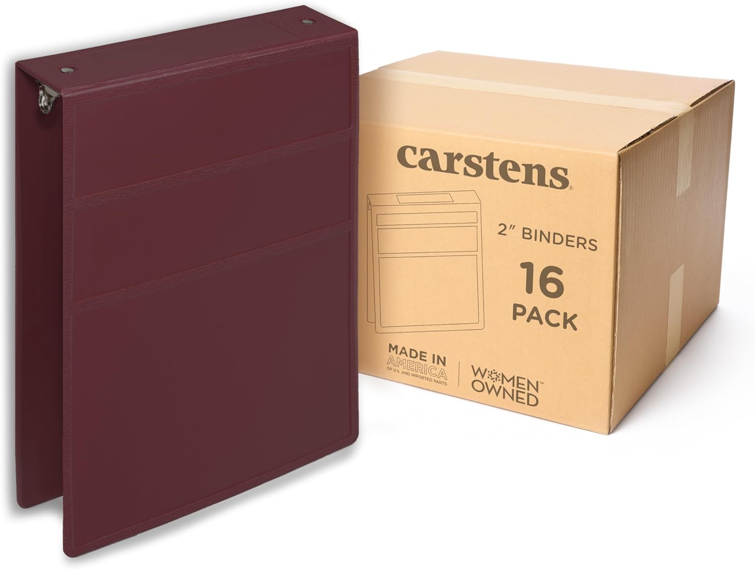 Carstens 2-Inch Heavy Duty 3-Ring Binder - Top Opening, Charcoal Gray, Durable Plastic, No-Gap Rings, Waterproof Cover, No Pockets, Holds 300 Letter Sheets, BPA-Free, Made in USA (5871-3R), Case of 16