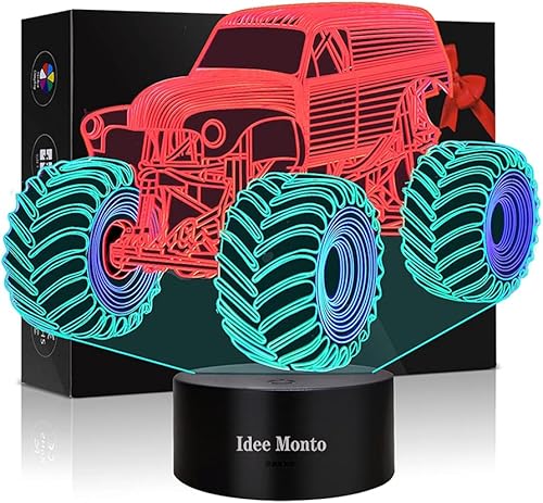 Luz de noche para niños luz de noche para niños lámpara 3D Monster Truck Juguetes luz nocturna Smart Touch 4 Color LED niños decoración lámparas