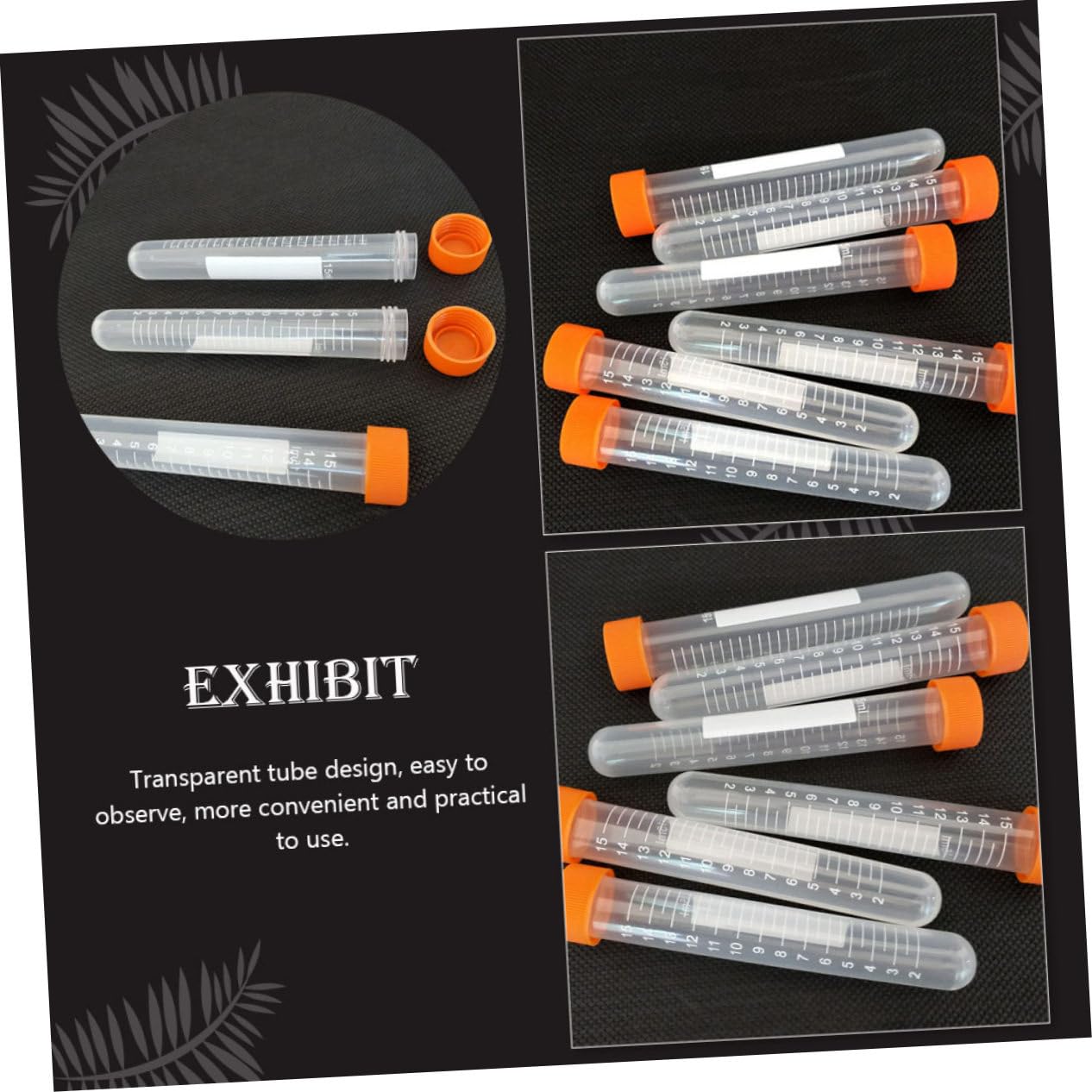 Cabilock Lot de 100 Tubes à Centrifuger de 15 Ml en Polyéthylène Bouchons à Vis Étanches, Tubes Transparents, Adaptés aux Expériences de Laboratoire et Usage Scientifique Couleur Aléatoire