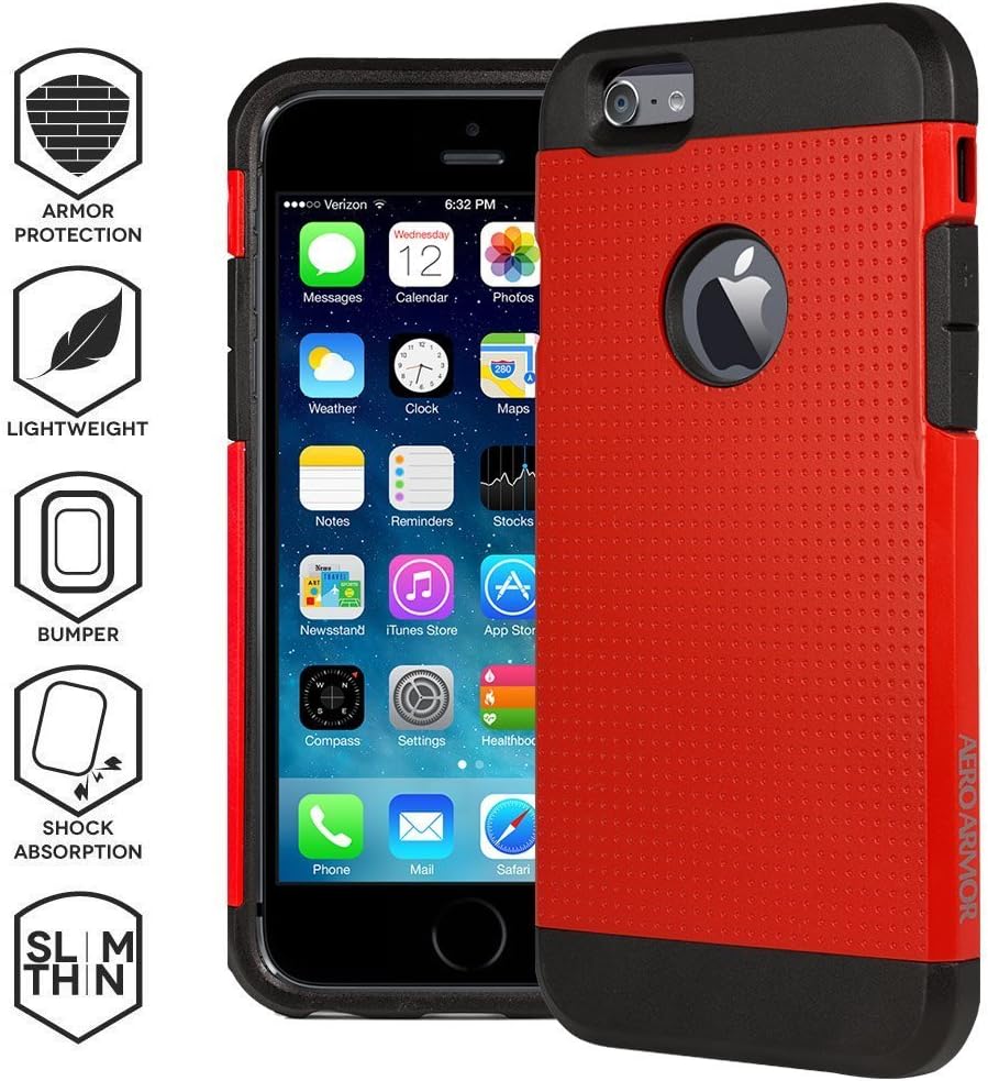iPhone 6s Plus and 6 Plus Case, AERO ARMOR TEMPEST Protective Case for iPhone 6s Plus and 6 Plus RED (Compatible with 5.5 iPhone 6s Plus and 6 Plus)
