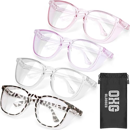 OXG Z87.1+ - Paquete de 4 gafas de seguridad antivaho con estilo  Lentes de seguridad con bloqueo de luz azul para enfermeras