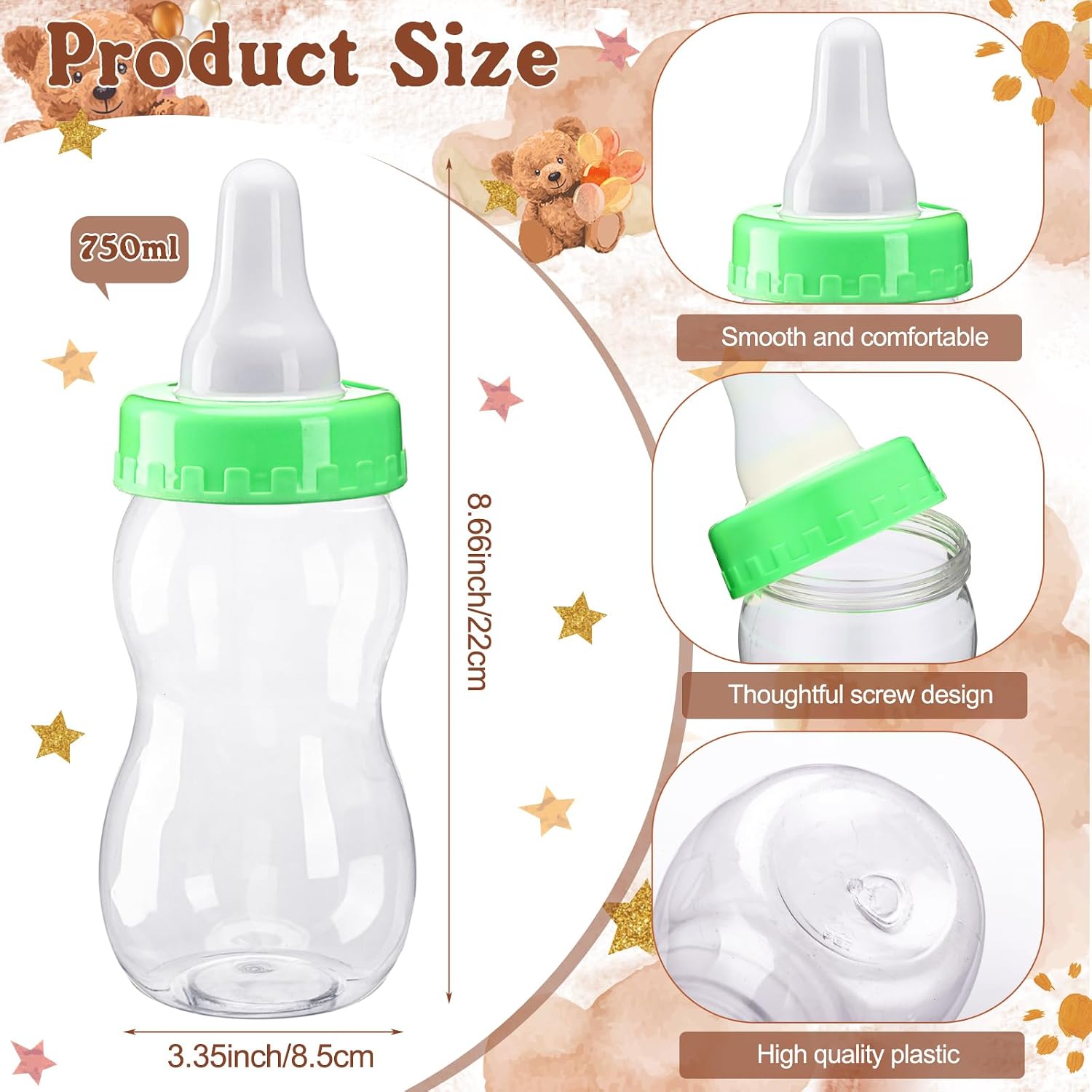 TrelaCo 82 Pcs Baby Shower Games Guess How Many Bears Include 1 Guessing Box 1 Large Baby Bottle 60 Cards 20 Pencils for Favors Games Gender Reveal