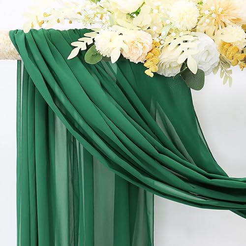 Miniatura 2 de PATYDEST Tela drapeada de arco de boda de 20 pies, cortinas transparentes verde esmeralda para telón de fondo, 1 panel, decoración de arco para