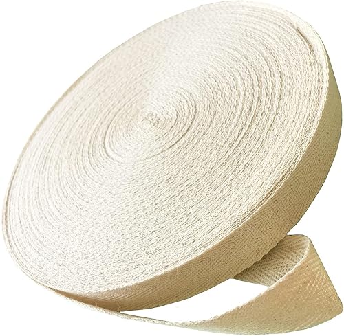 Abbaoww Cinta de sarga de algodón de 50 yardas, 1.5 pulgadas, cinta de cinta natural suave en espiga para coser manualidades, color beige