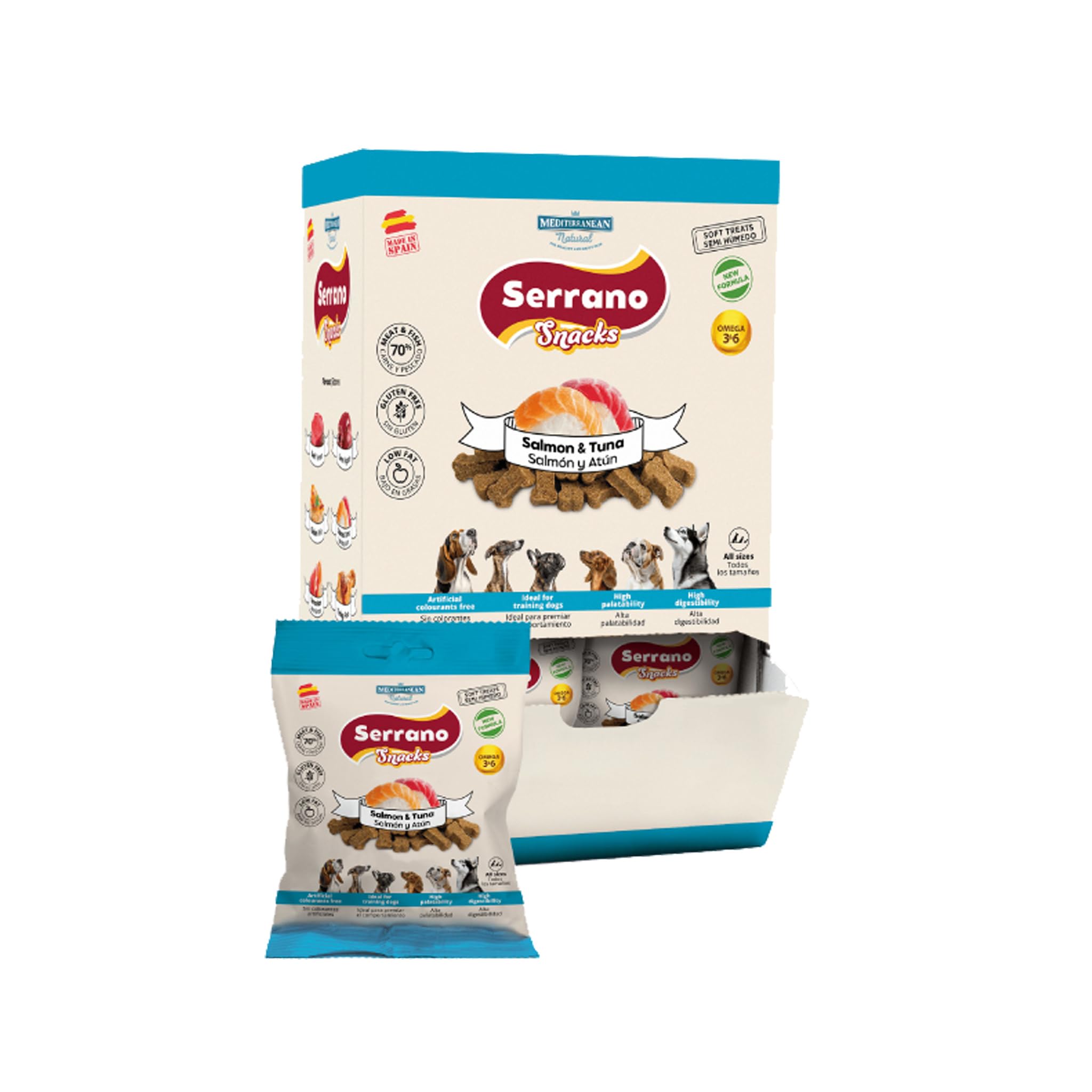 Serrano Snacks Complimentary Dog Snacks (Salmon & Tuna, 25 Packs (2125g)) — image 1