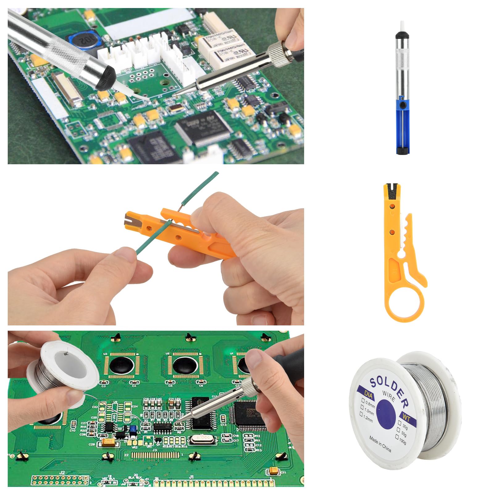 ockered Soldeerboutset, 18-in-1, soldeerset, 60 W, soldeerstation met instelbare temperatuur 220-480 °C, 5 soldeerpunten, regelbaar en aan/uit-schakelaar voor elektrotechniek, reparaties