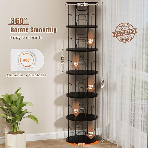 Miniatura 78 de Estantería giratoria de 5 niveles, torre giratoria apilable de 360 °, estantería giratoria de pie estrecha que ahorra espacio, estantería giratoria