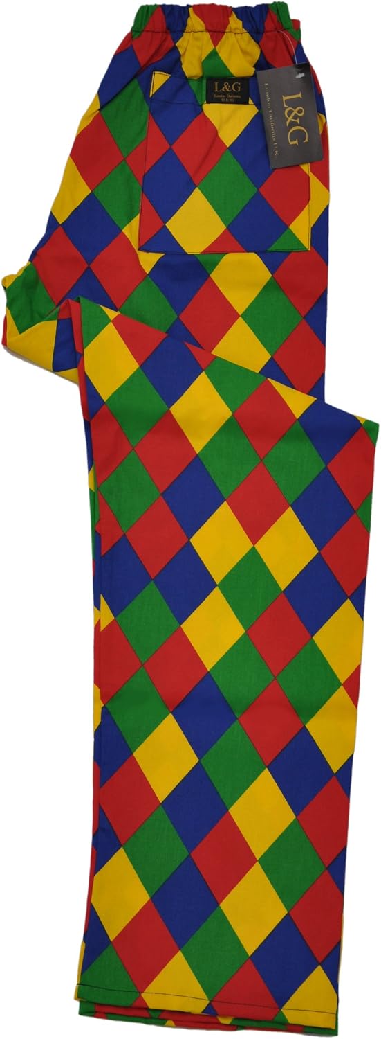 Multicolor diamond Harlequin chef pants 