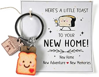 Zirax New Home Gift Keyring with House Charm, Funny Housewarming Gifts for Couples Women Men, Cute First Home Keepsake Keychain for Friends Family