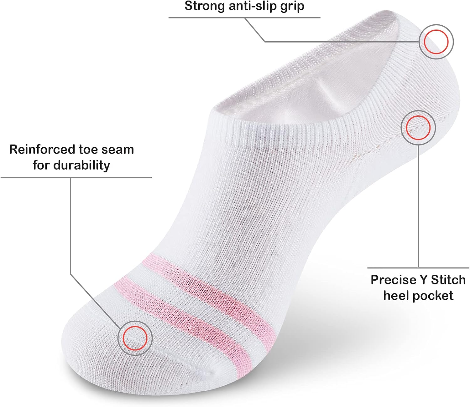 MONFOOT Men's/Women's 10 Pairs Invisible No Show Non slip Socks, Multipack