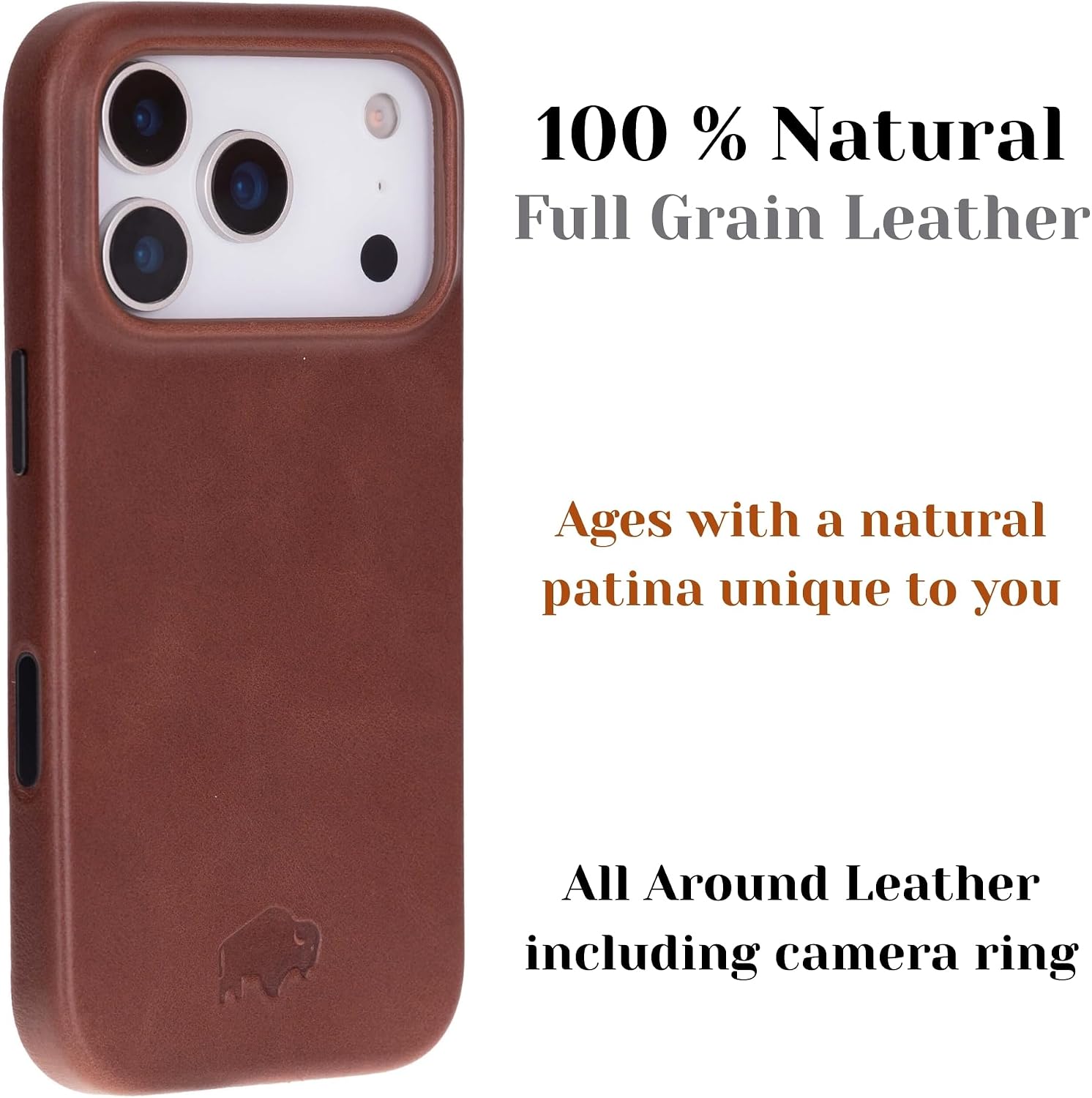 BLACKBROOK Leather Case for iPhone 17 Pro – Arden Handcrafted Slim Snap-On Cover, Full Grain Leather, MagSafe Compatible, Camera & Screen Protection, Elegant Gift Box Brown