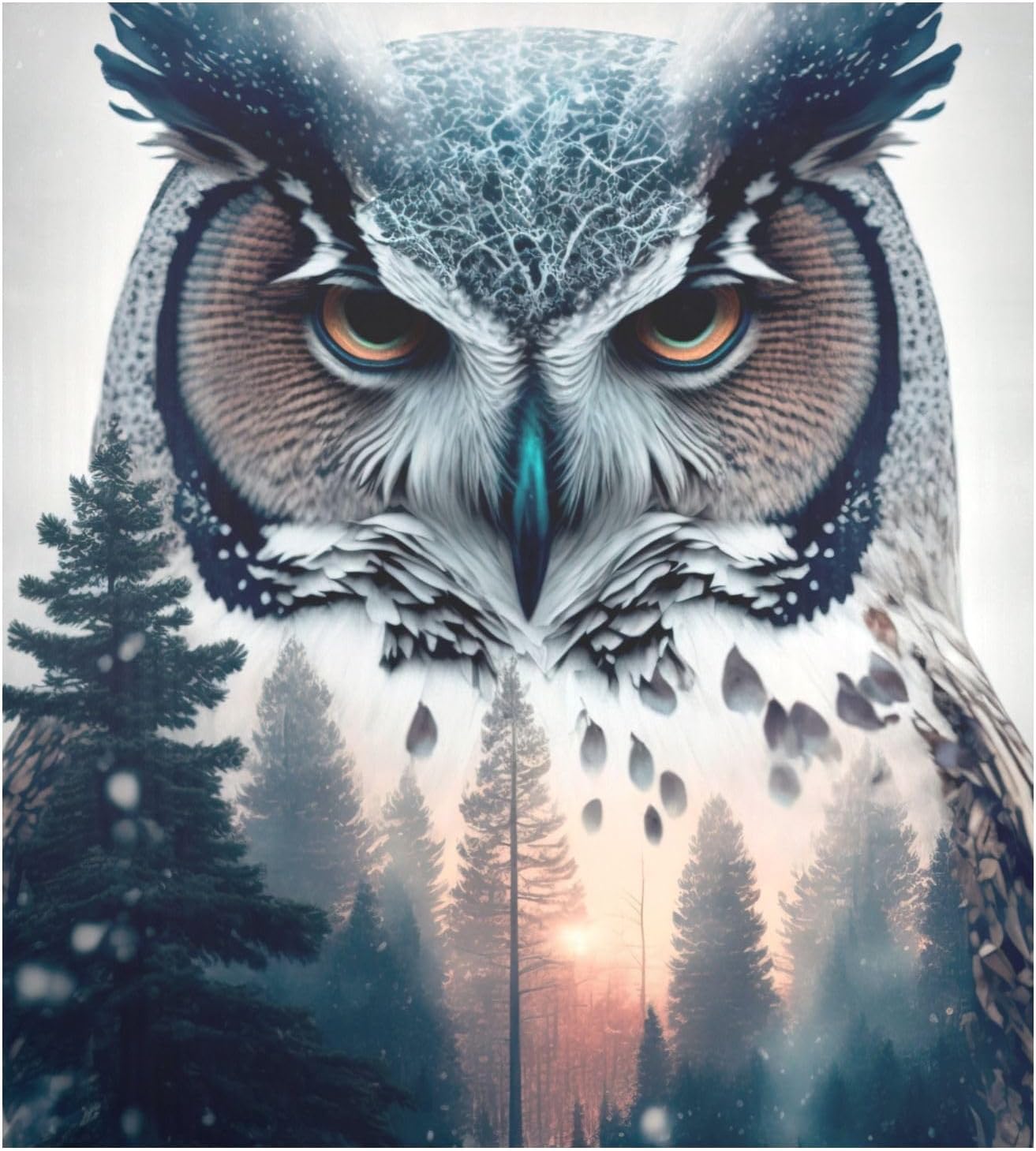 Vnurnrn Portrait Owl Forest Dishwasher Magnet Cover, Dish Washer Cover for Kitchen Decor, Easily Trimmable Dishwasher Sticker Refrigerator Magnetic Cover 23×26 in