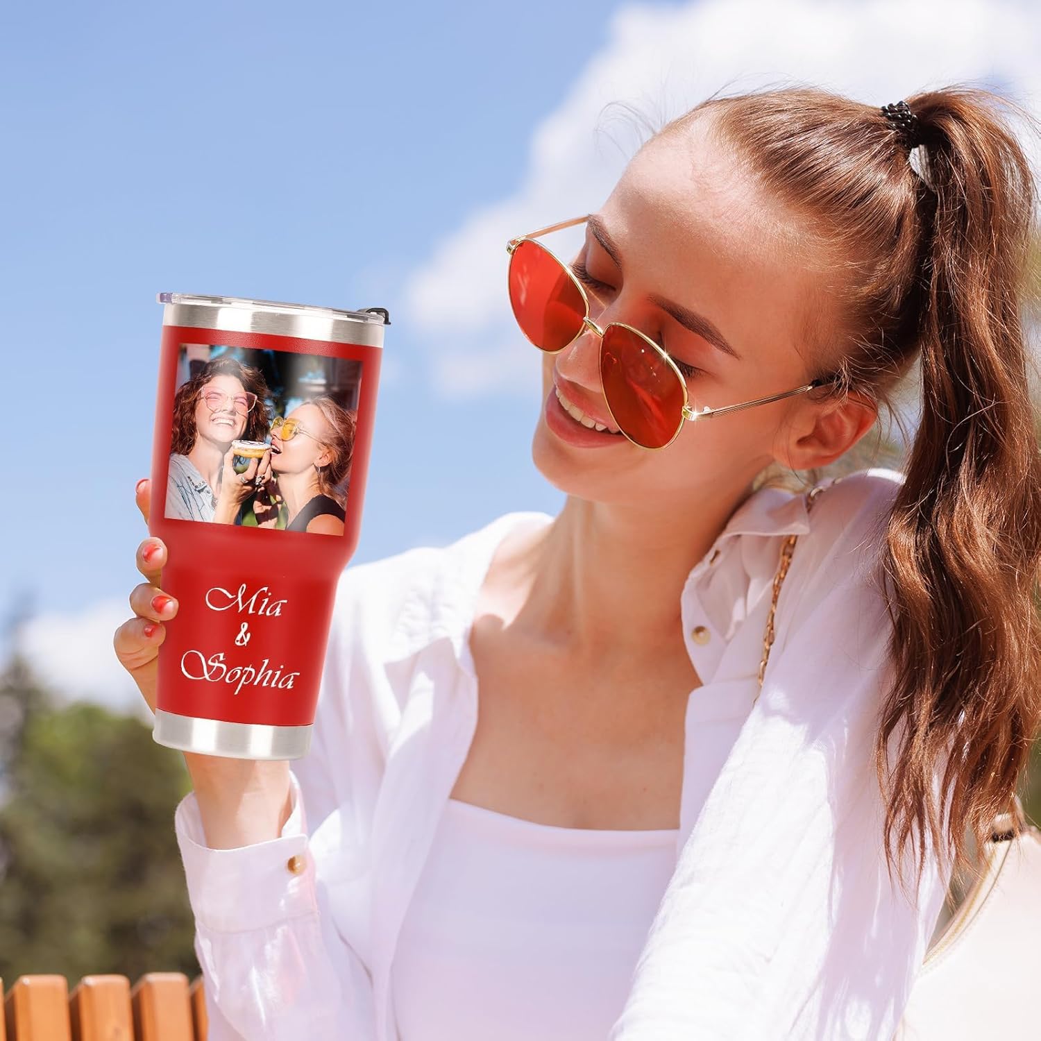 Personalized Coffee Tumbler, Custom Mugs with Pictures Text Name Logo, 30oz Stainless Steel Personalized Mug Cup, Fathers Day Anniversary Wedding Christmas Birthday Gifts for Women Men - Image 5