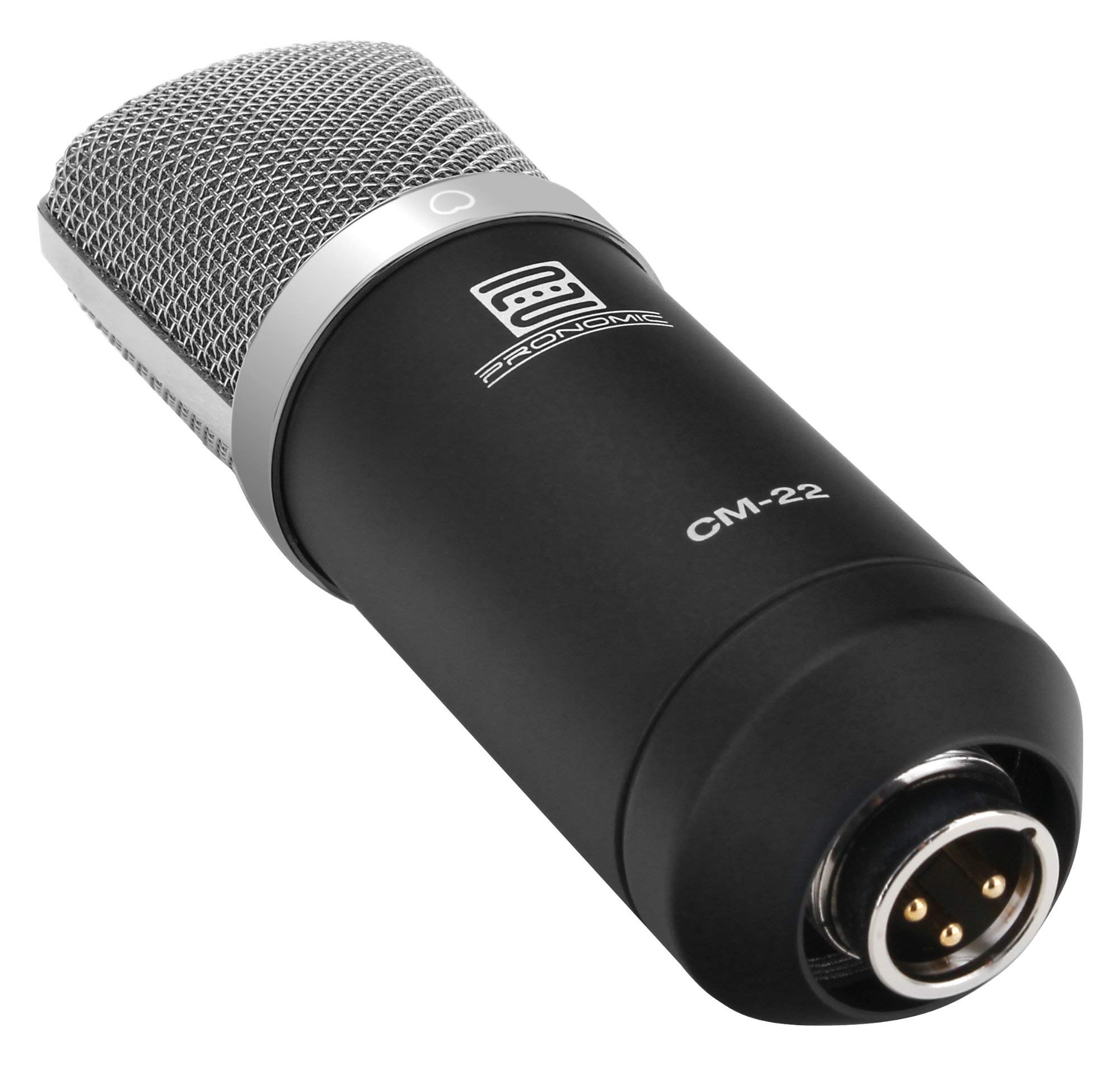Pronomic CM-22 Studio Großmembranmikrofon XLR-Kondensatormikrofon inkl. Popkiller SET (inkl. Mikrofonspinne, Etui, Windschutz, Transportkoffer, Reduziergewinde und Mikro Popschutz gold) schwarz